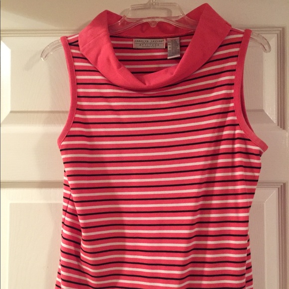 Sleeveless coral striped top - Picture 1 of 2